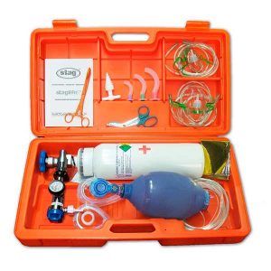 Maletín oxigenoterapia portátil STATG E400 con botella de 2 litros cargada