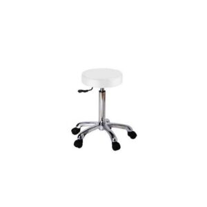 Taburete redondo fast blanco base con 5 ruedas