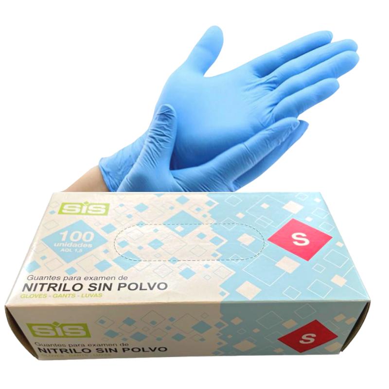 GUANTE NITRILO AZUL TALLA S CAJA 100 UD  SIS